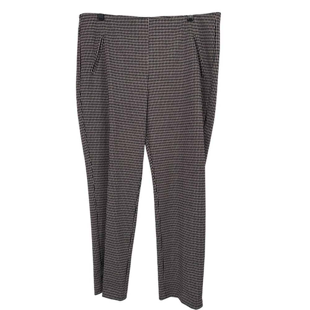 Chicos 2.5 Womens Size 14 Black tan Houndstooth Ankle Pants Stretch